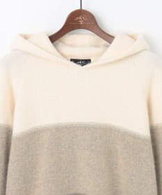 JOSEPH ABBOUD MOUNTAIN 【イタリア糸使用/軽量】パネルボーダー ニットパーカー