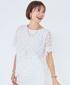 自由区 【セットアップ対応】パネルレース ブラウス オフ