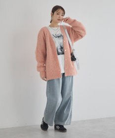 earth music&ecology 【ベルト付き】ＭＩＸカラーブークレカーディガン