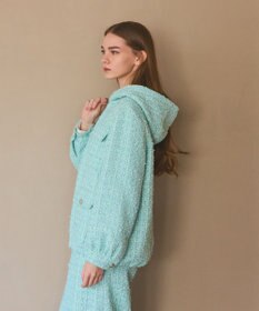 GRACE CONTINENTAL ツイードフーディーコート