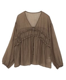 Green Parks Ｖネックフリルシアープリーツブラウス