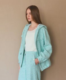 GRACE CONTINENTAL ツイードフーディーコート