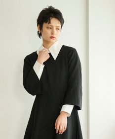 #Newans 【アイロンいらず】尖り襟ギャザースリーブブラウス