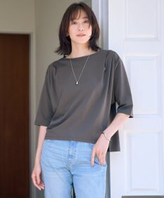 J.PRESS LADIES 【洗える・抗菌防臭・接触冷感・吸水速乾】ドライポンチ ボートネック カットソー
