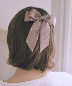 Maison de FLEUR ビジューグログランリボンバレッタ