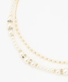 ANY SIS 2連メタルストーンパール調 ネックレス