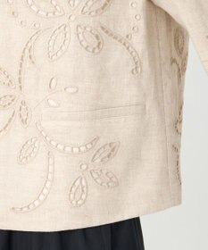 23区 【GOLD LABEL/見上愛さん着用】リネンエンブロイダリー ノーカラージャケット