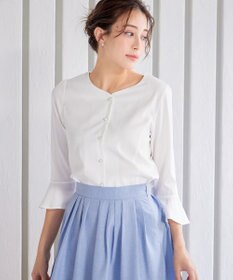 Tiaclasse 【洗える】ハートネックフレア袖ブラウス