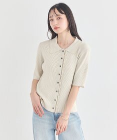 earth music&ecology ミニフリルポロカーディガン