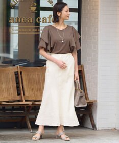 自由区 【XSサイズ~/洗える】ドレーピーポンチラッフルスリーブ カットソー