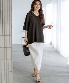 23区 L 【先行予約/WEB&一部店舗限定カラーあり/Lサイズ限定】レーヨンポリエステルストレッチ Vネック ニット