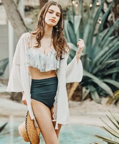 San-ai Resort（三愛水着楽園） 楊柳×レース　羽織り　F【San-ai Resort（サンアイリゾート）】