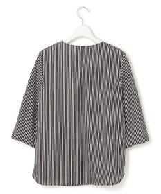 23区 【洗える】ブラウスライクジャージー ストライプ カットソー