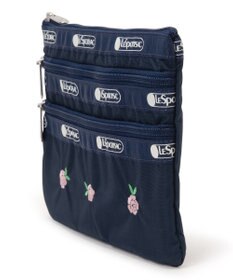 LeSportsac 3ZIP COSMETIC/ピンクローズエンブロイダリー
