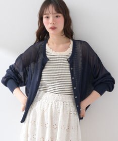 earth music&ecology 接触冷感シアークルーニットカーディガン