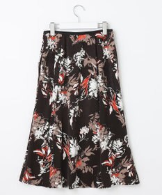 自由区 【洗える】ブラッシュドフラワープリント フレアスカート