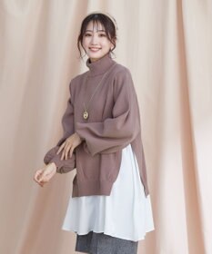 Tiaclasse 【洗える】コンビフレアニットトップス