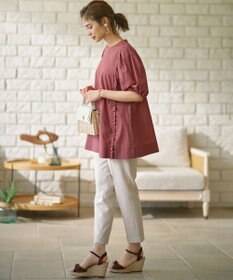 組曲 コットンローン ボリュームスリーブブラウス