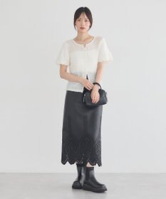 earth music&ecology カットシャーリングバルーンスリーブプルオーバー