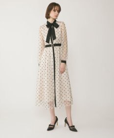 GRACE CONTINENTAL ビーズ刺繍ドットドレス