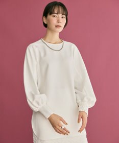 #Newans 【洗濯機可】シャーリングカフスパウダリーブラウス