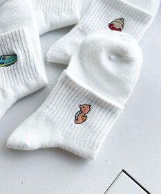 WEGO アニマル刺繍アンクル底パイルソックス
