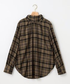 組曲 シアーツイルチェック ハイネックブラウス