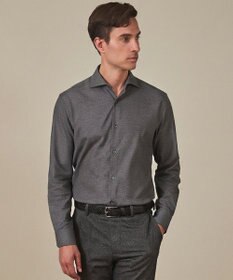 GOTAIRIKU 【洗える】コットンフラノシャツ_ カッタウェイカラー ライトグレー系