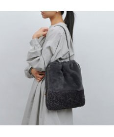 UNBILLION cachecache 切り替えエコファー三つ口巾着トート