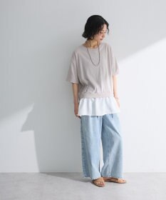 Green Parks 裾フリルドッキング５分袖プルオーバー