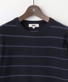 JOSEPH ABBOUD 【洗える】コットンカスリボーダー クルーネック ニット