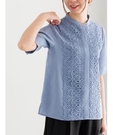 Te chichi 【WEB限定カラーあり】フロントレース5分袖ブラウス