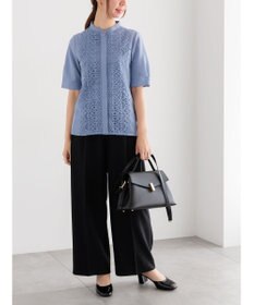 Te chichi 【WEB限定カラーあり】フロントレース5分袖ブラウス