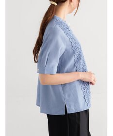 Te chichi 【WEB限定カラーあり】フロントレース5分袖ブラウス