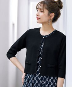 Tiaclasse 【洗える】フェイクリボンポケット付きカーディガン