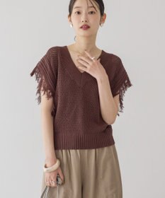 AMERICAN HOLIC 袖フリンジショート丈プルオーバー