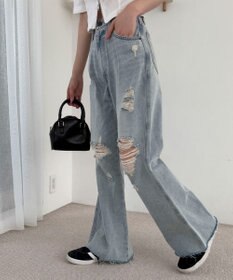 WEGO ダメージフレアデニムパンツ