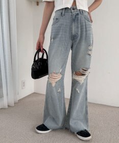 WEGO ダメージフレアデニムパンツ