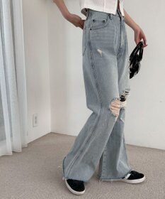 WEGO ダメージフレアデニムパンツ