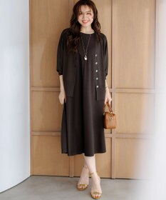 23区 L 【先行予約/Lサイズ限定】レーヨンポリエステルストレッチ ニット フレア ワンピース