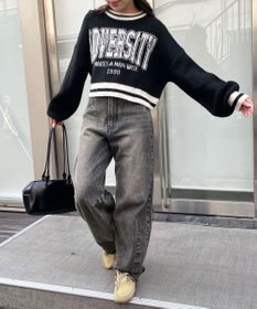 WEGO ラインリブフラッフィーショートニット