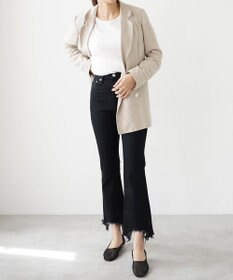 woadblue ＜坪田あさみさんコラボ/ストレッチ＞ブーティフレアデニムパンツ ブラック