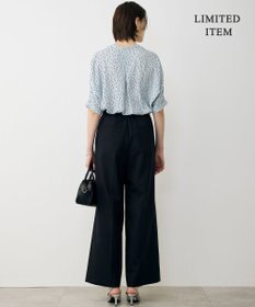 ICB L 【先行予約・WEB限定】BackSatinAmunzen 5分袖キーネックブラウス