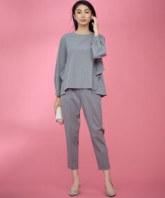 組曲 【KUMIKYOKU NAVY】ウーステッドライククロス フリルブラウス