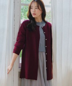 Tiaclasse 【洗える】ラウンドネックミドル丈ニットカーディガン