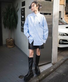 WEGO 【ユニセックス着用ITEM/MLサイズ展開】オックスフォードワンポイントシャツ（LS）