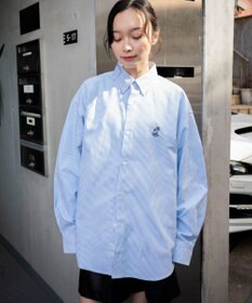 WEGO 【ユニセックス着用ITEM/MLサイズ展開】オックスフォードワンポイントシャツ（LS）