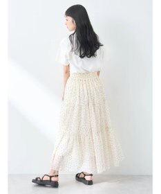 earth music&ecology フロッキードットシアーティアードスカート