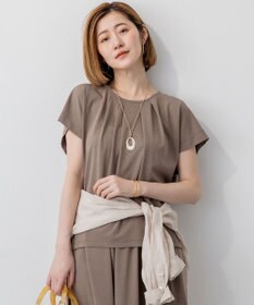 23区 【接触冷感/洗える】ツイストコットンプレーティング タックデザイン カットソー