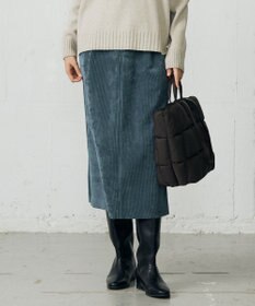 自由区 L 【17号サイズまで展開・SHIHOさん着用】ソフトコーデュロイ スカート ダルブルー